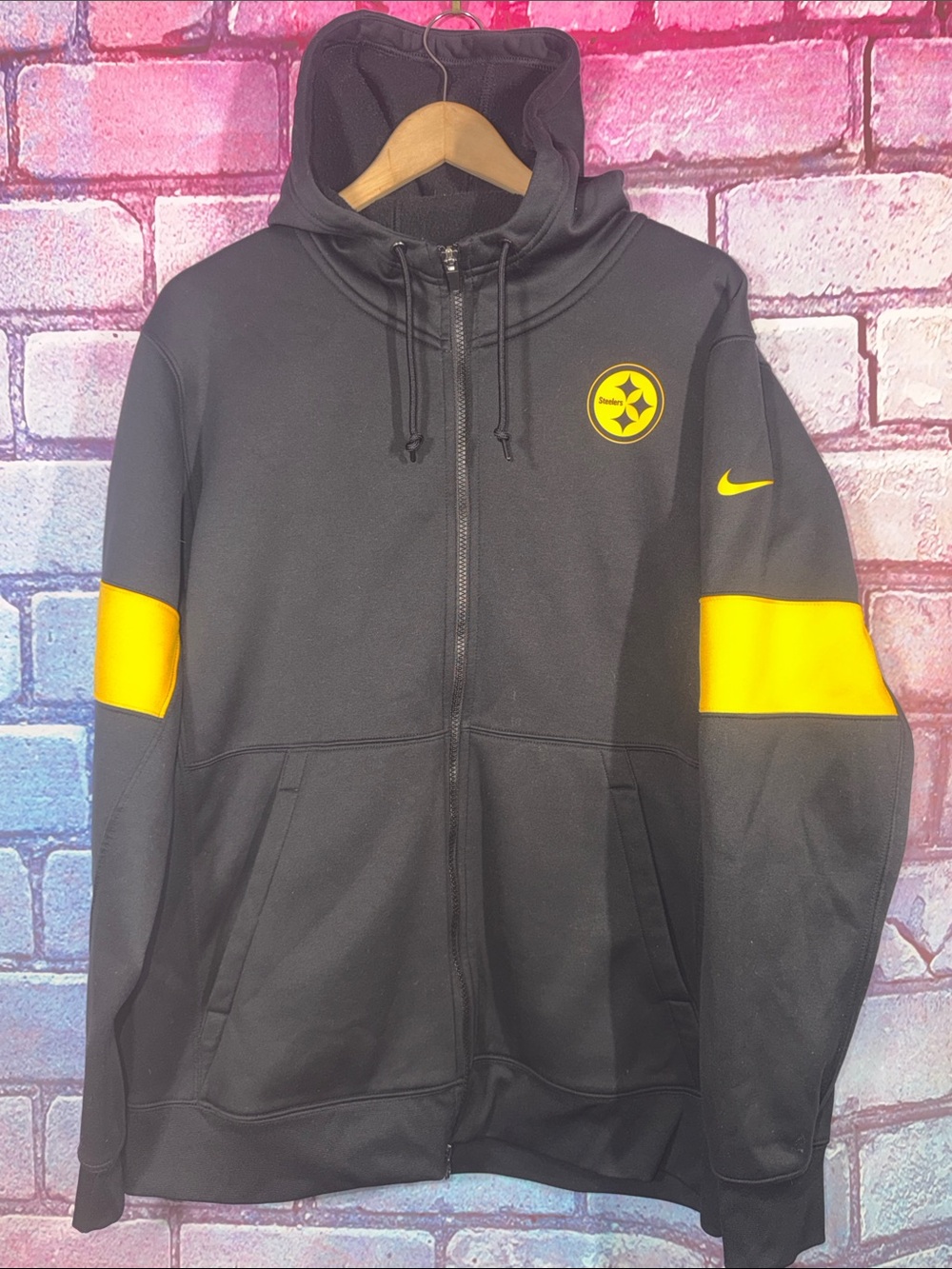 Nike NFL Pittsburgh Steelers On Field Dri Fit Hoodie Men’s Large Full Zip
